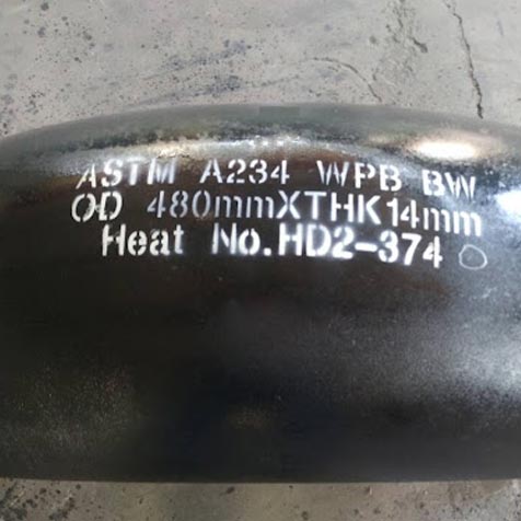 Pipe fittings heat number and grade markings for traceability